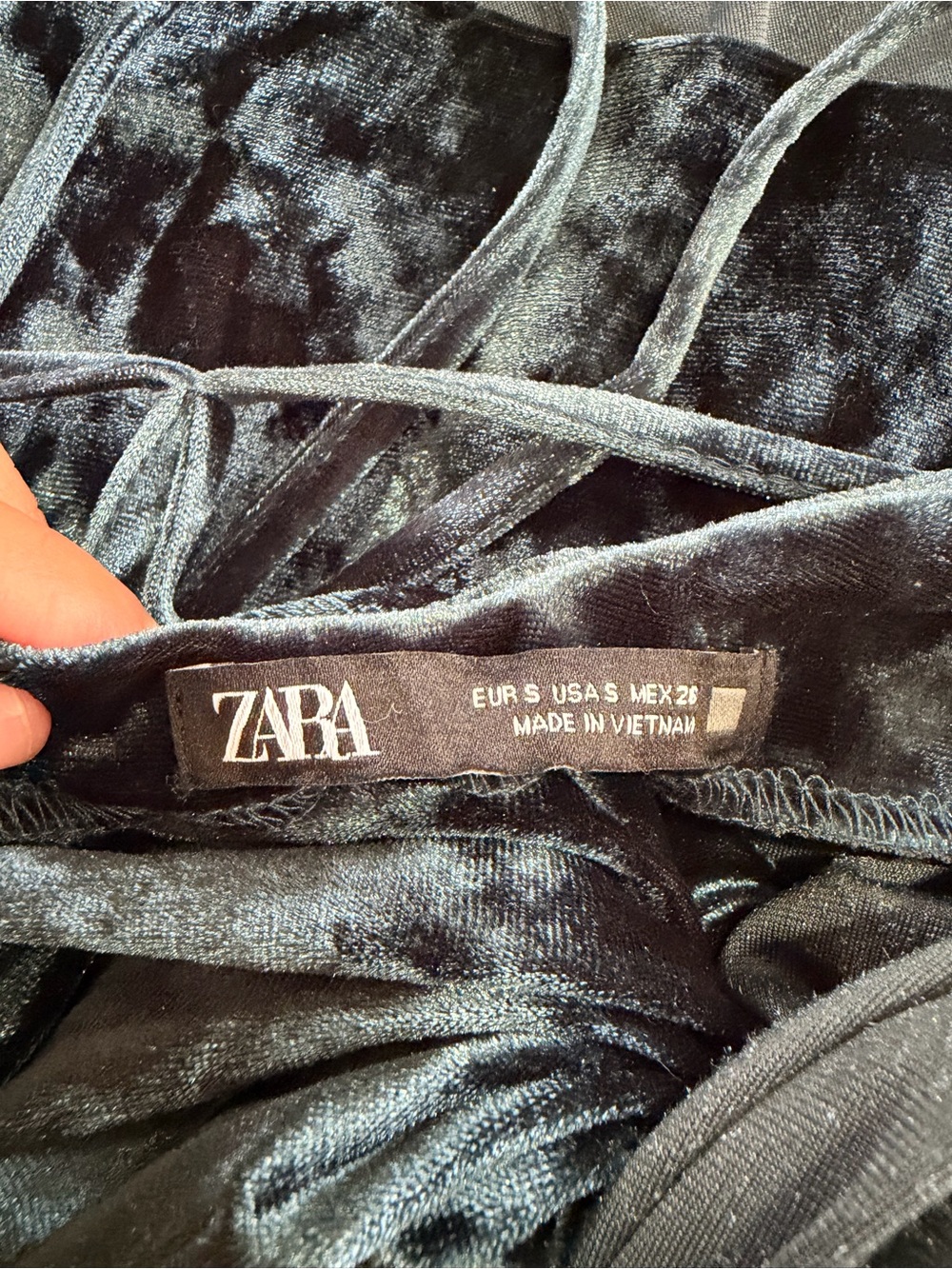 Zara Teal Velvet Twist-Front Mini Dress - Picture 7 of 15